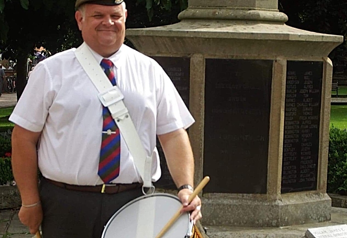 drummer rob richardson in nantwich town centre VE Day