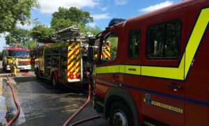 Welshmans Lane blaze in Nantwich closes road