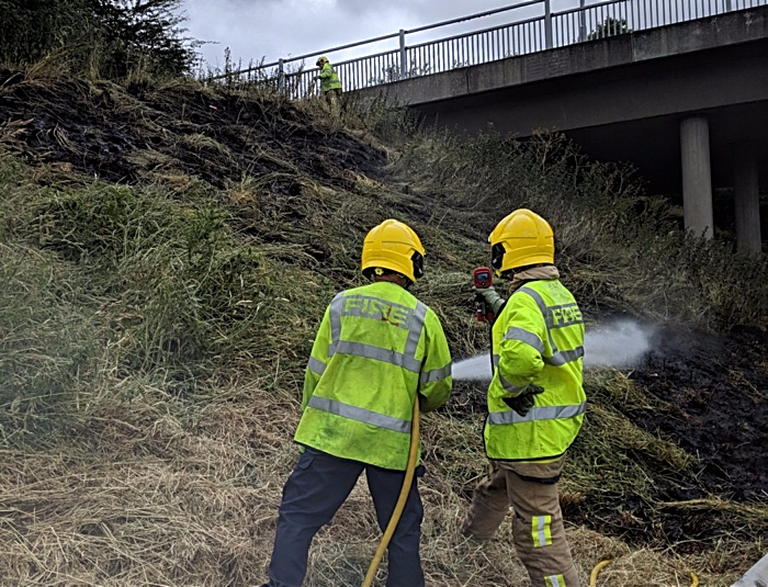 fire on A500 bypass embankment