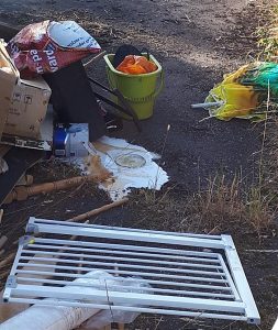 fly-tipping on Nantwich to Crewe Greenway route