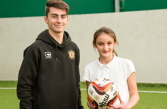 football - Crewe Alex apprentice Owen Dale with Esme Brayford, top player