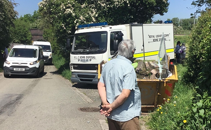 hand grenade in garden - bomb squad in Shavington