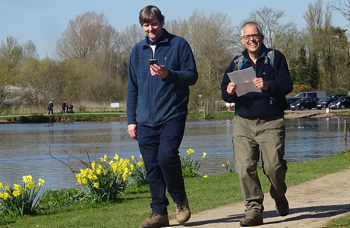 l-r Andrew Feltham and Mark Ray at Nantwich Lake enjoy following the photo-trail - competition