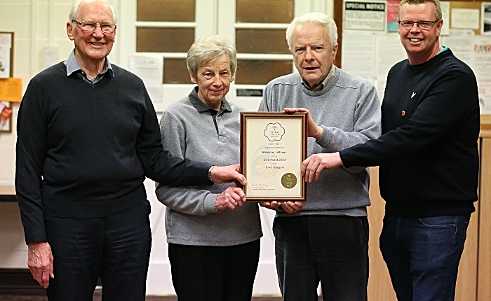 l-r David Clews - Helen Heath - Bill Heath - Jim Dentith with the Wistaston in Bloom Gold Award (1)