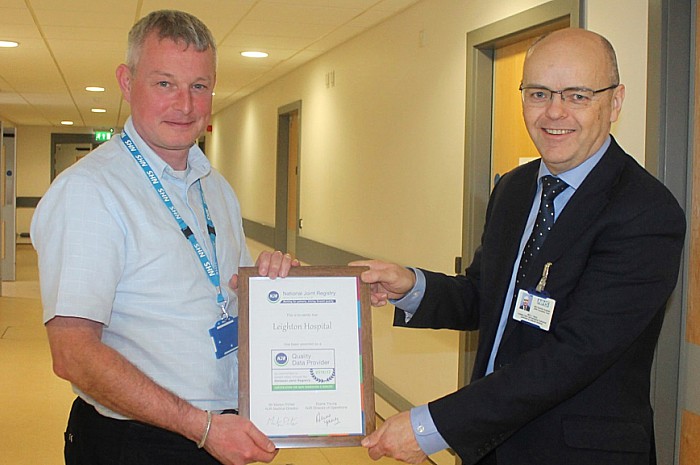 leighton hospital praised over joint replacement surgery