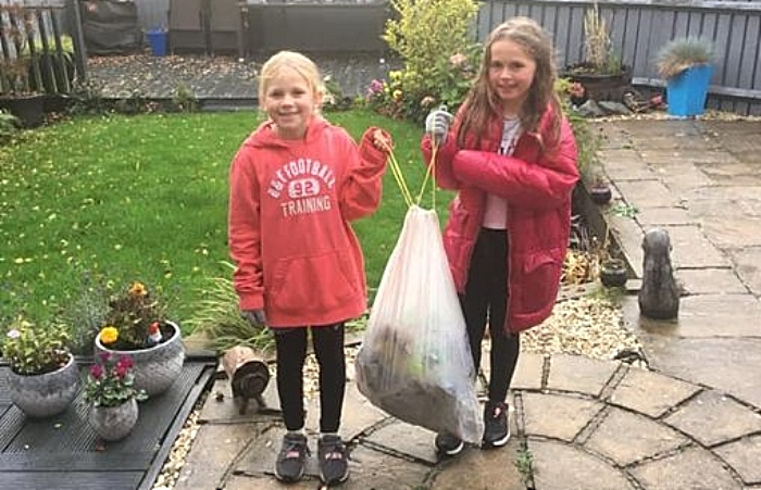 litter picker girls in stapeley