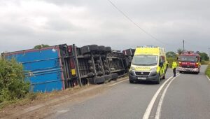 Overturned lorry closes busy A534 near Nantwich