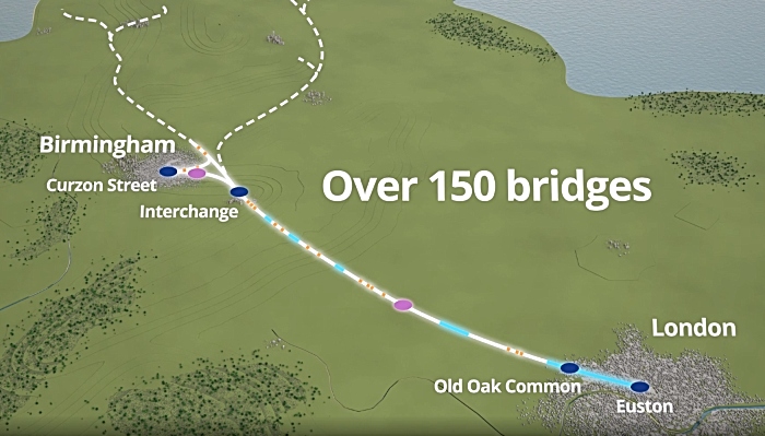 map of phase 1 of HS2 - provided by HS2 Ltd