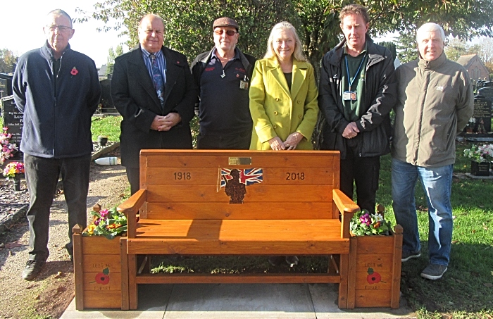 men in Shed Nov 18 - bench in Nantwich Cemetery