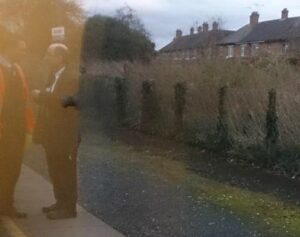 Stunned rail passengers watch train staff rowing on Nantwich platform