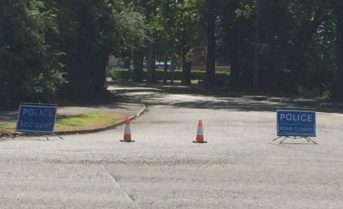 cyclist accident, police closed road A51 in Stapeley