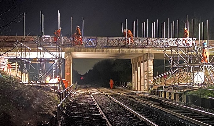 rail bridge works at A530 Middlewich Road