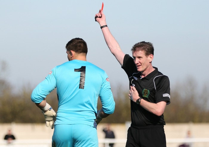 red card for Witton keeper against Nantwich Town