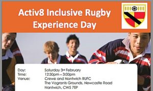 Crewe & Nantwich RUFC to stage Activ8 rugby experience day