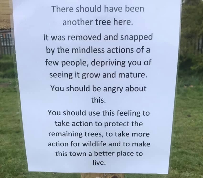 Sign from residents on Brookfield Park