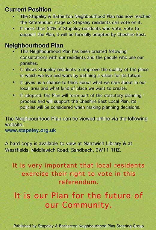 stapeley neighbourhood plan flyer