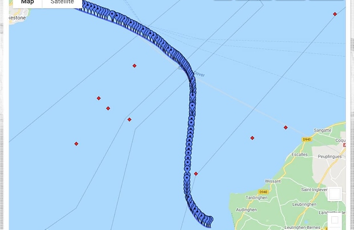 the route across channel