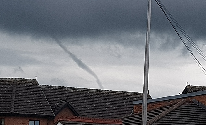 tornado funnel cloud over nantwich