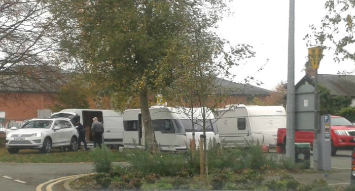 travellers on love land car park