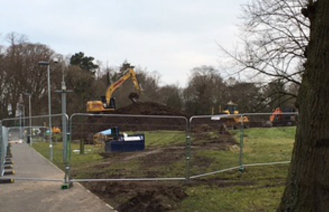 work on new sports pitches at reaseheath college