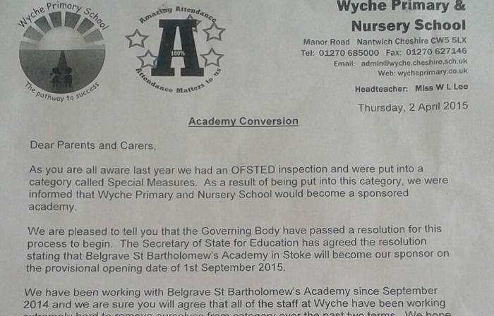 wyche school letter